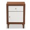 Baxton Studio Harlow Mid-century White and Walnut 1-drawer and 1-door Nightstand 121-6783 - alternate 1